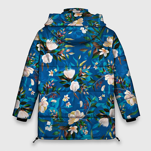 Женская зимняя куртка Цветы Синий Сад / 3D-Красный – фото 2