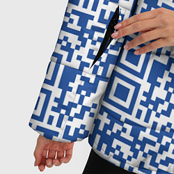 Куртка зимняя женская QR код паттерн синий, цвет: 3D-светло-серый — фото 2