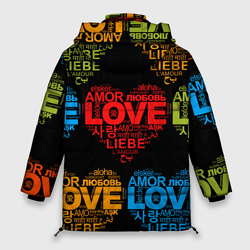 Женская зимняя куртка Love, Amor, Любовь - Неон версия / 3D-Красный – фото 2