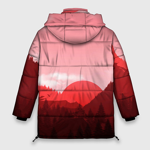 Женская зимняя куртка Закат в горах в розовых тонах / 3D-Красный – фото 2