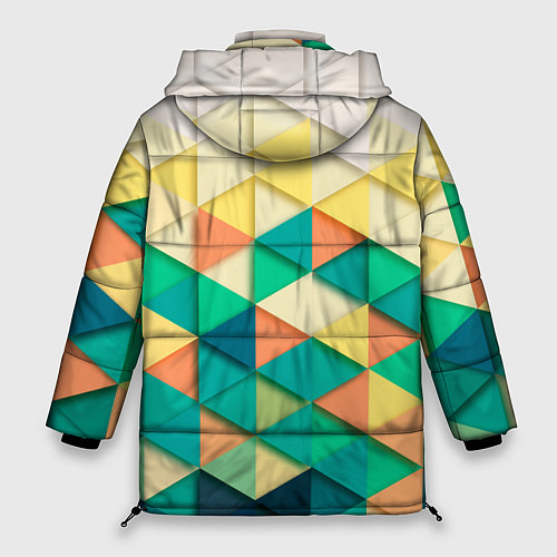 Женская зимняя куртка Цветные объемные треугольники / 3D-Красный – фото 2