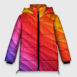 Куртка зимняя женская Разноцветные цифровые волны, цвет: 3D-красный