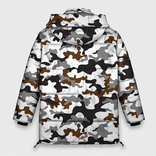 Женская зимняя куртка Камуфляж Чёрно-Белый Camouflage Black-White / 3D-Красный – фото 2
