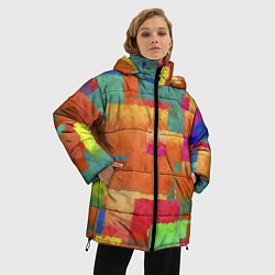 Куртка зимняя женская Красочная абстрактная композиция Мазки краски, цвет: 3D-красный — фото 2