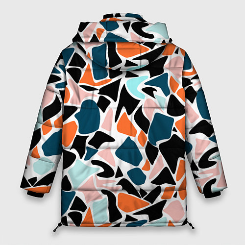 Женская зимняя куртка Абстрактный современный разноцветный узор в оранже / 3D-Красный – фото 2