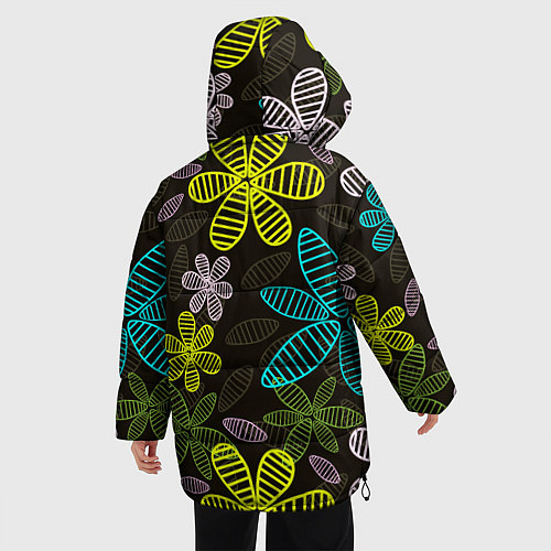 Женская зимняя куртка MULTICOLORED TRANSPARENT FLOWERS / 3D-Черный – фото 4