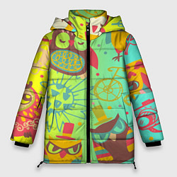 Куртка зимняя женская Весёлые совы, цвет: 3D-светло-серый