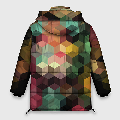 Женская зимняя куртка Разноцветный геометрический узор 3D / 3D-Светло-серый – фото 2