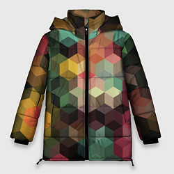 Куртка зимняя женская Разноцветный геометрический узор 3D, цвет: 3D-светло-серый