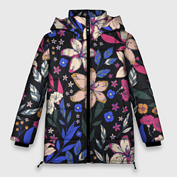 Куртка зимняя женская Цветы Красочные Лилии В Саду, цвет: 3D-светло-серый