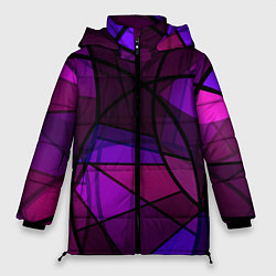 Куртка зимняя женская Абстрактный в пурпурных тонах узор, цвет: 3D-красный