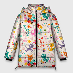 Куртка зимняя женская COLORFUL FUNNY KITTENS, цвет: 3D-светло-серый