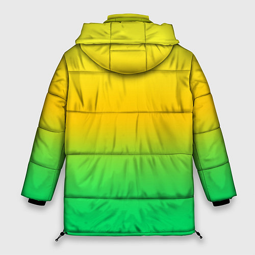 Женская зимняя куртка Неоновый градиентный желто-зеленый фон / 3D-Красный – фото 2