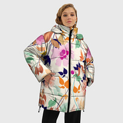Куртка зимняя женская Summer floral pattern, цвет: 3D-светло-серый — фото 2