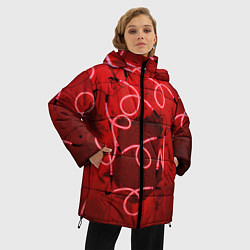 Куртка зимняя женская Неоновые закрученные фонари - Красный, цвет: 3D-красный — фото 2