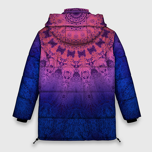 Женская зимняя куртка Розово-синий круглый орнамент калейдоскоп / 3D-Красный – фото 2
