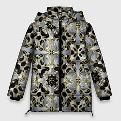 Куртка зимняя женская Black silver geometry, цвет: 3D-красный