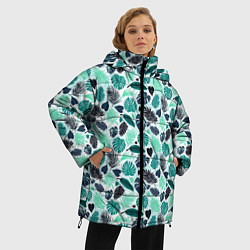 Куртка зимняя женская PALM LEAF TEXTURE, цвет: 3D-светло-серый — фото 2