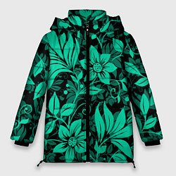 Куртка зимняя женская Ажурный цветочный летний орнамент, цвет: 3D-светло-серый
