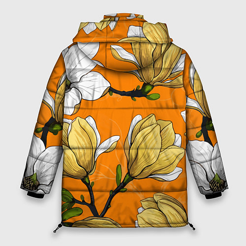 Женская зимняя куртка Удивительные летние тропические цветы с нераскрывш / 3D-Светло-серый – фото 2