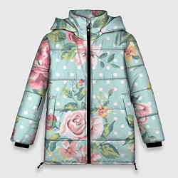 Куртка зимняя женская Романтические розы, цвет: 3D-красный