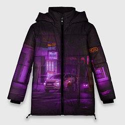 Куртка зимняя женская Неоновый ночной переход - Фиолетовый, цвет: 3D-черный
