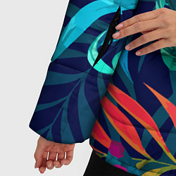 Куртка зимняя женская Яркие тропические цветы Лето, цвет: 3D-красный — фото 2