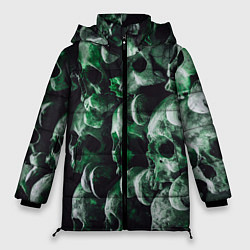 Женская зимняя куртка Множество черепов во тьме - Зелёный