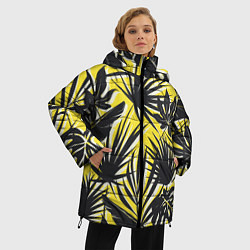 Куртка зимняя женская Красочная Тропическая Листва, цвет: 3D-красный — фото 2