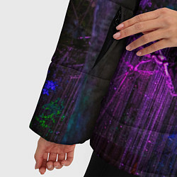 Куртка зимняя женская Неоновые лучи и листья - Фиолетовый, цвет: 3D-красный — фото 2