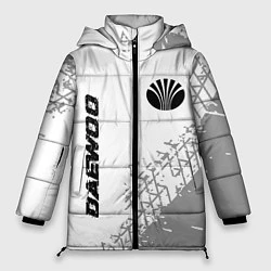 Куртка зимняя женская Daewoo Speed на светлом фоне со следами шин, цвет: 3D-черный