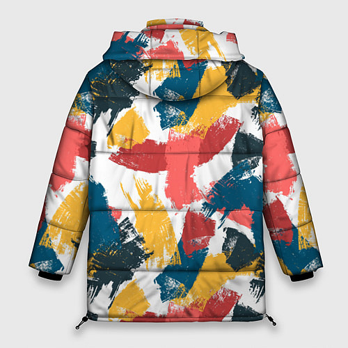 Женская зимняя куртка Мазки краской Паттерн / 3D-Красный – фото 2