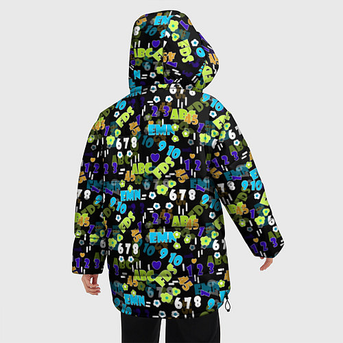 Женская зимняя куртка Multicolored alphabet and numbers / 3D-Черный – фото 4
