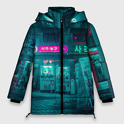 Куртка зимняя женская Неоновые улицы - Светло-синий, цвет: 3D-красный