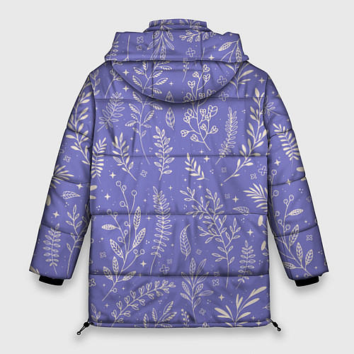 Женская зимняя куртка Цветы и Листья На Фиолетовом Фоне / 3D-Красный – фото 2