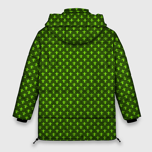 Женская зимняя куртка Зеленый узоры крестиком / 3D-Красный – фото 2
