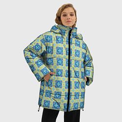 Куртка зимняя женская Квадратики и крестики паттерн, цвет: 3D-красный — фото 2