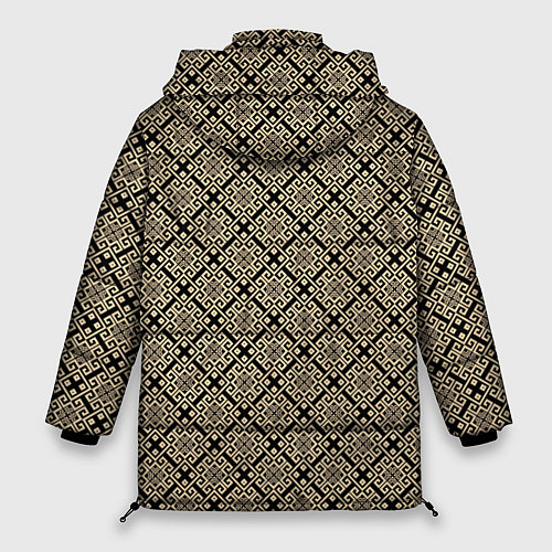 Женская зимняя куртка Паттерн золотые квадраты / 3D-Красный – фото 2