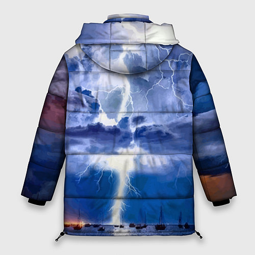 Женская зимняя куртка Разряд молнии над океаном / 3D-Светло-серый – фото 2
