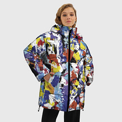 Куртка зимняя женская Смелые мазки яркой краски на холсте, цвет: 3D-красный — фото 2