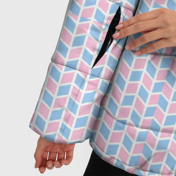 Куртка зимняя женская Голубые и розовые кирпичики, цвет: 3D-светло-серый — фото 2