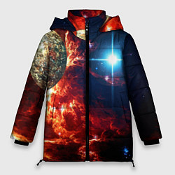 Куртка зимняя женская Яркая звезда в космическом пространстве, цвет: 3D-светло-серый