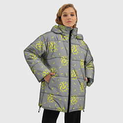 Куртка зимняя женская Банановый фейерверк на сером фоне, цвет: 3D-светло-серый — фото 2