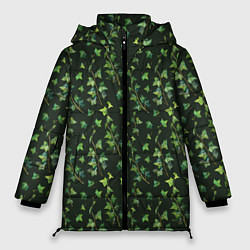 Женская зимняя куртка Листья зеленый плюща - паттерн