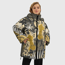 Куртка зимняя женская Жирафы в тропиках, цвет: 3D-черный — фото 2