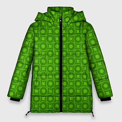 Куртка зимняя женская Зеленые круги и ромбы, цвет: 3D-светло-серый