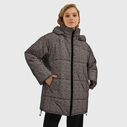 Куртка зимняя женская Серые волны узоры, цвет: 3D-светло-серый — фото 2