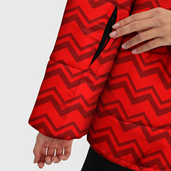 Куртка зимняя женская Красные волнистые узоры, цвет: 3D-светло-серый — фото 2