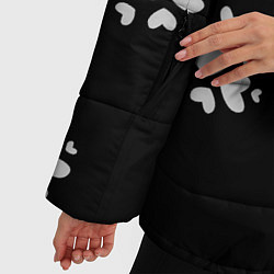 Куртка зимняя женская Серые сердца на черном фоне, цвет: 3D-красный — фото 2