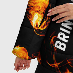 Куртка зимняя женская Bring Me the Horizon и пылающий огонь, цвет: 3D-черный — фото 2